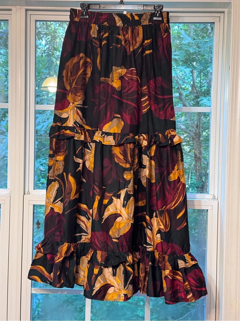 Moon Orchid skirt: size Small+NWT+tiered maxi+ruffles-0157